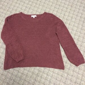 Knox Rose Burgundy Mauve Color Crewneck Sweater with Sleeve Design Size …
